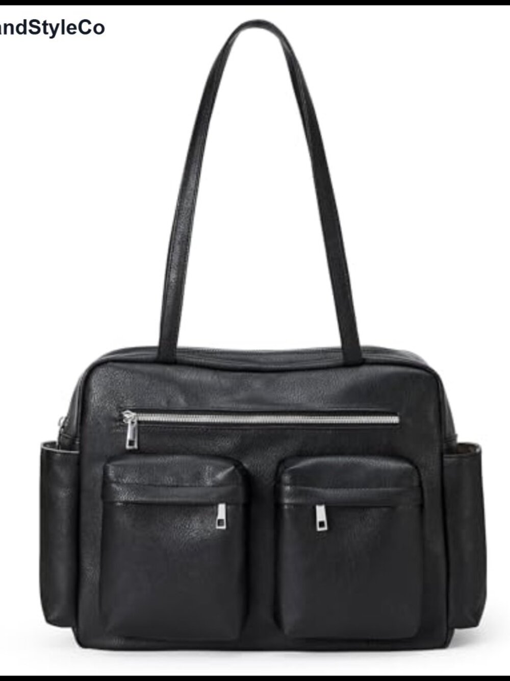 KALIDI Tote Bag Vegan Leather Women Pocket Utility Bag Shoulder Purse